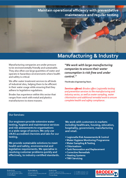 Manufacturing and industry datasheet